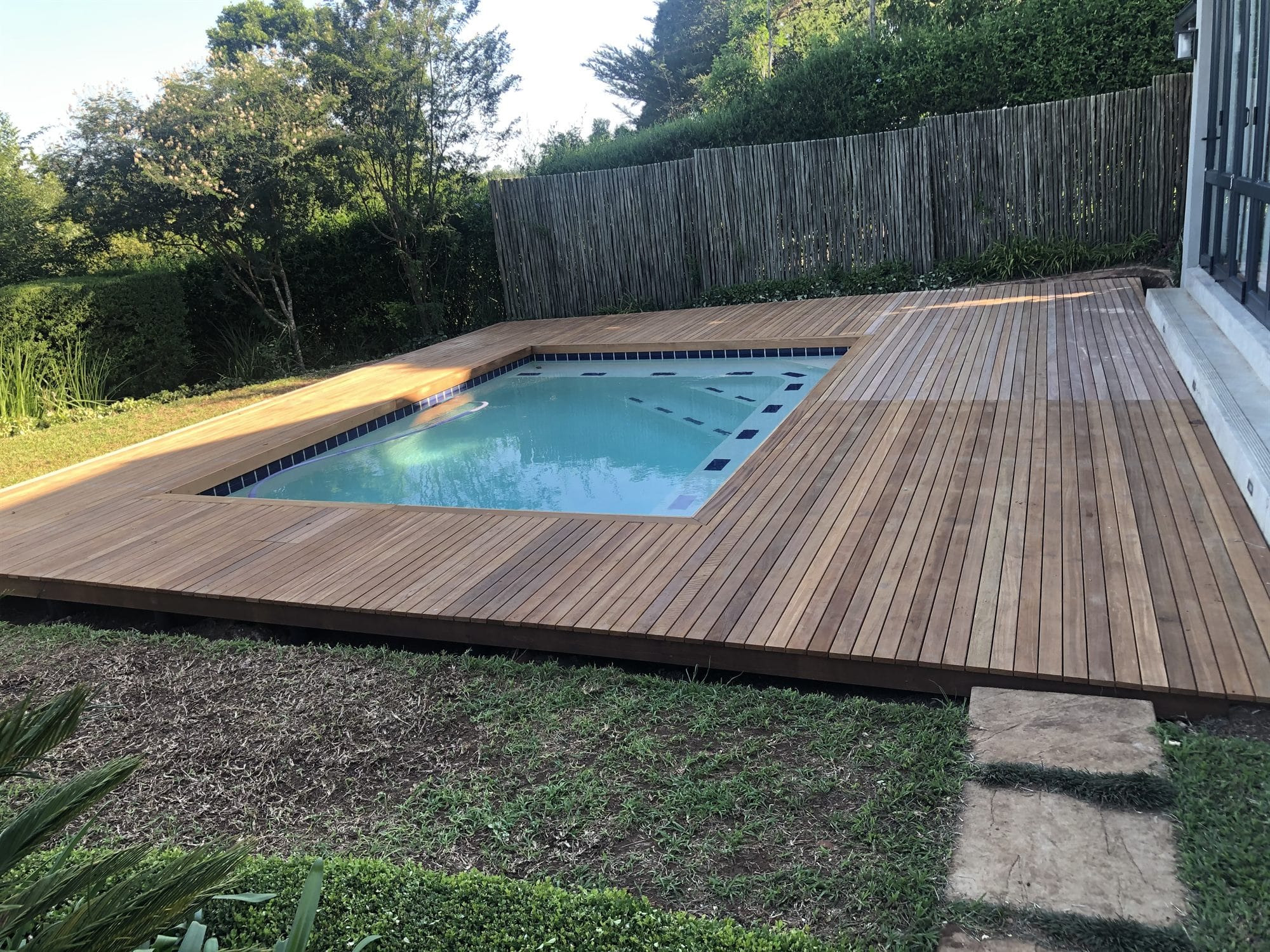 Rebuilt timber pool deck in hardwood